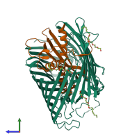 Hetero dimeric assembly 4 of PDB entry 5ixm coloured by chemically distinct molecules, side view.