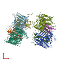 PDB entry 5ixm coloured by chain, front view.