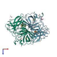 PDB entry 5iyq coloured by chain, top view.