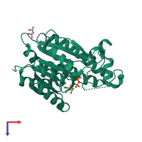 PDB entry 5iz4 coloured by chain, top view.