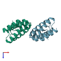 PDB entry 5izw coloured by chain, top view.