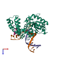 PDB entry 5j2a coloured by chain, top view.