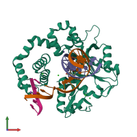 PDB entry 5j2g coloured by chain, front view.