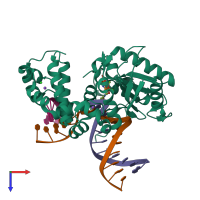 PDB entry 5j2g coloured by chain, top view.