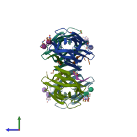 PDB entry 5j50 coloured by chain, side view.