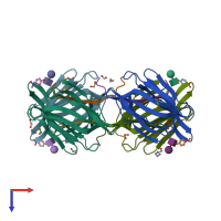 PDB entry 5j50 coloured by chain, top view.