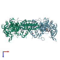 PDB entry 5j58 coloured by chain, top view.