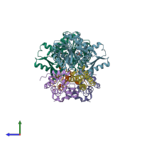 PDB entry 5j5v coloured by chain, side view.