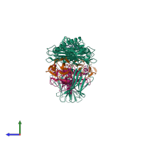 Hetero octameric assembly 3 of PDB entry 5j6g coloured by chemically distinct molecules, side view.
