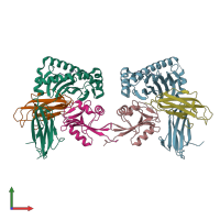 PDB entry 5j6g coloured by chain, front view.
