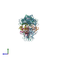 PDB entry 5j6g coloured by chain, side view.