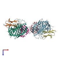 PDB entry 5j6g coloured by chain, top view.
