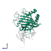 H-2 class I histocompatibility antigen, Q10 alpha chain in PDB entry 5j6g, assembly 1, side view.