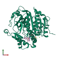 PDB entry 5jat coloured by chain, front view.