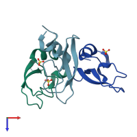 PDB entry 5jb4 coloured by chain, top view.