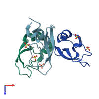 PDB entry 5jb7 coloured by chain, top view.