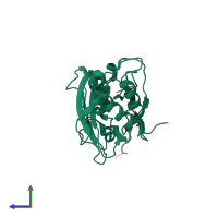 Hetero dimeric assembly 2 of PDB entry 5jek coloured by chemically distinct molecules, side view.