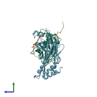 PDB entry 5jek coloured by chain, side view.