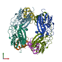 PDB entry 5jem coloured by chain, front view.