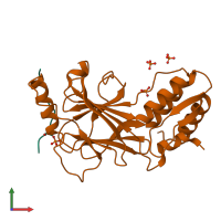 PDB entry 5jeo coloured by chain, front view.