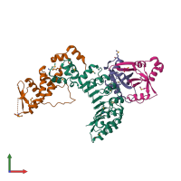 PDB entry 5jh5 coloured by chain, front view.