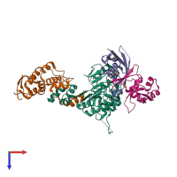 PDB entry 5jh5 coloured by chain, top view.