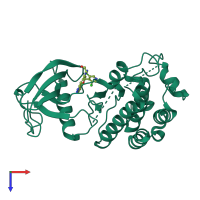 PDB entry 5jkg coloured by chain, top view.