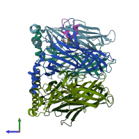 PDB entry 5jme coloured by chain, side view.