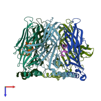 PDB entry 5jme coloured by chain, top view.