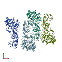 PDB entry 5jnf coloured by chain, front view.