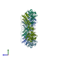 PDB entry 5jnf coloured by chain, side view.