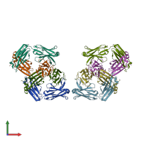 PDB entry 5jo5 coloured by chain, front view.