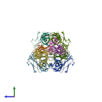 PDB entry 5jo5 coloured by chain, side view.