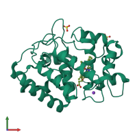 PDB entry 5jqr coloured by chain, front view.