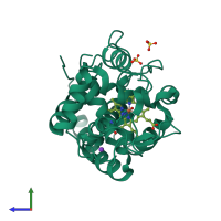 PDB entry 5jqr coloured by chain, side view.