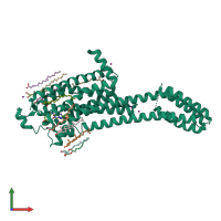 PDB entry 5jtb coloured by chain, front view.