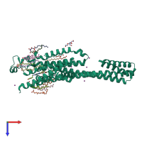 PDB entry 5jtb coloured by chain, top view.