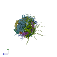 PDB entry 5jtp coloured by chain, ensemble of 20 models, side view.