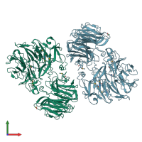 PDB entry 5jwz coloured by chain, front view.