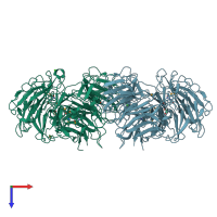 PDB entry 5jwz coloured by chain, top view.