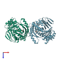 PDB entry 5jy9 coloured by chain, top view.