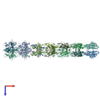 PDB entry 5jyg coloured by chain, top view.