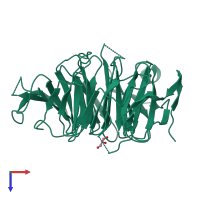 Monomeric assembly 3 of PDB entry 5k19 coloured by chemically distinct molecules, top view.