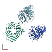 PDB entry 5k19 coloured by chain, front view.
