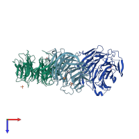 PDB entry 5k19 coloured by chain, top view.