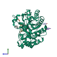 PDB entry 5k1q coloured by chain, side view.