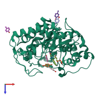 PDB entry 5k1q coloured by chain, top view.