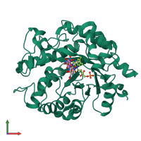 PDB entry 5k1u coloured by chain, front view.