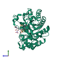PDB entry 5k1u coloured by chain, side view.