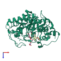 PDB entry 5k1u coloured by chain, top view.